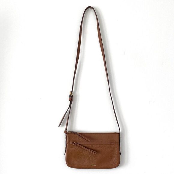 Fossil Gemma small pebbled leather crossbody bag in a brown